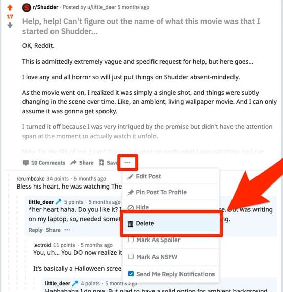 Deleting A Reddit Post