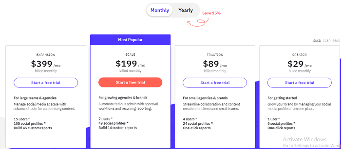 Sendible Pricing