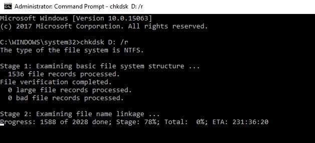 chkdsk D