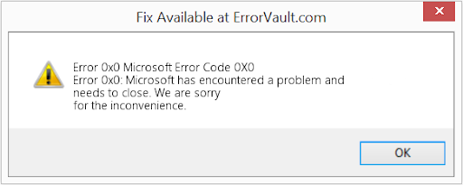 Error 0x0 0x0