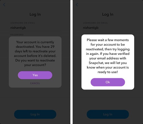 How to Reactivate Snapchat Account Within 30 Days