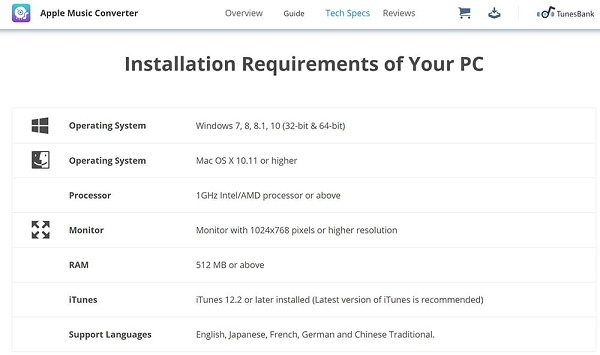 apple-music-converter-tech-specification