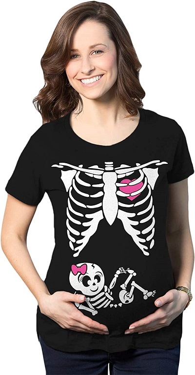 Baby Girl Skeleton Pregnancy Bump T-shirt