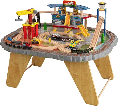 KidKraft Transportation Station Wooden Train Set 