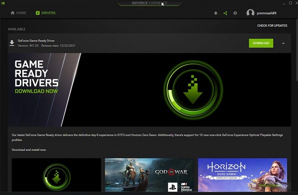 Reinstall Geforce Experience 