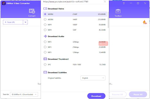 Step 4 – Select the download format 