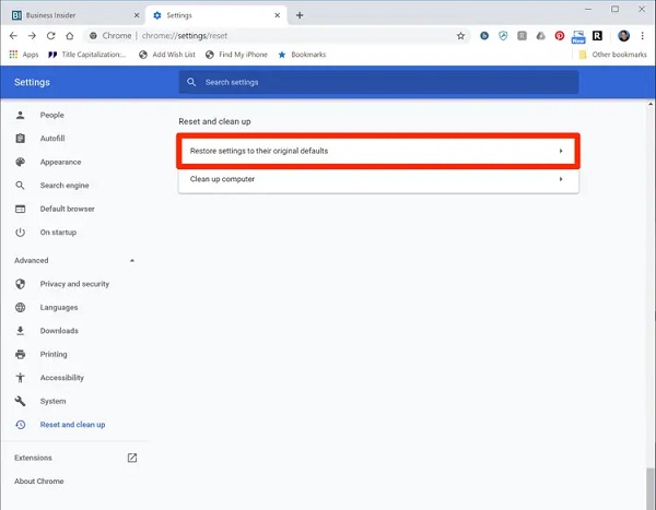 Fix 7: Chrome Reset to Default