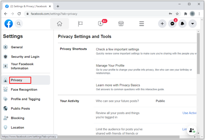 Checking Privacy Settings